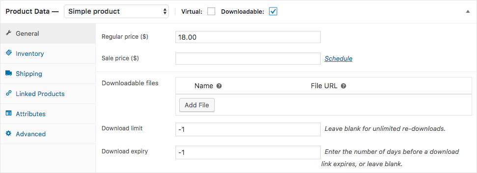 WooCommerce Downloadable Product Fields