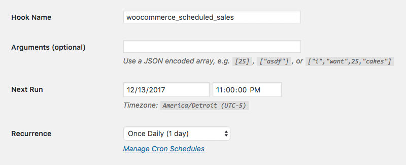 woocommerce_scheduled_sales Cron Settings