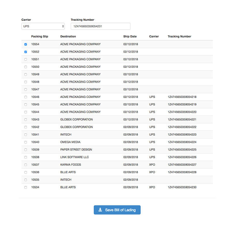 Tracking Numbers & Packing Slips