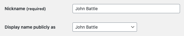 WordPress User Nickname Screenshot